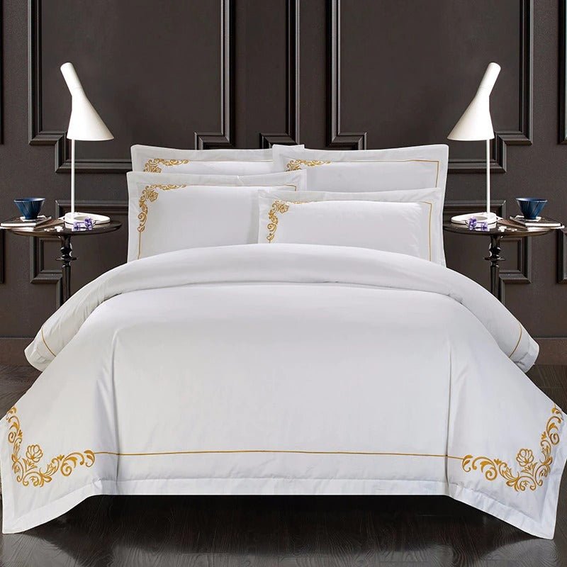 Zion Hotel Stitch Egyptian Cotton Embroidery Duvet Cover Set - RoseStraya.com