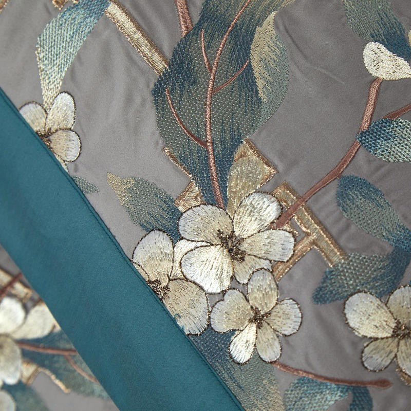 Zoey Chinoiserie Embroidered Egyptian Cotton Duvet Cover Set - RoseStraya.com