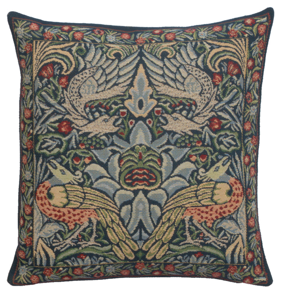 Peacock and Dragon Blue Cushion Cover Wholesale