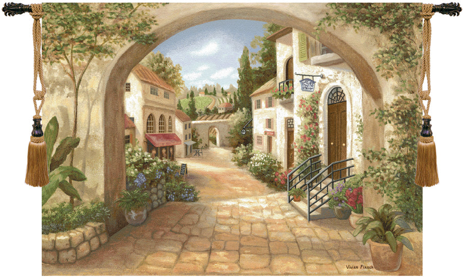Quaint Town Fine Art Tapestry
