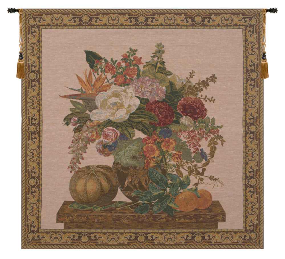 Floral Vase and Fruits European Tapestry