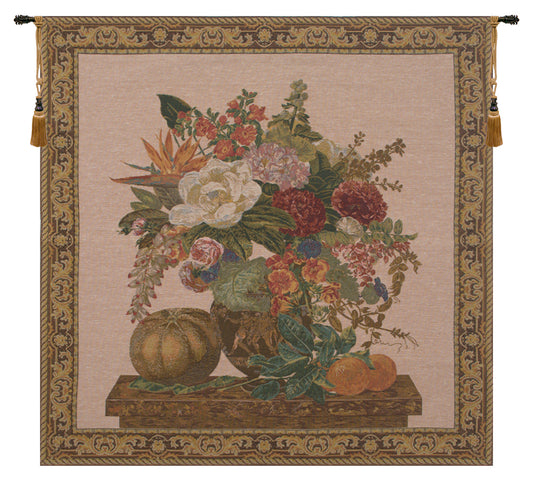 Floral Vase and Fruits European Tapestry