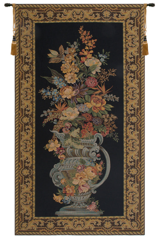 Elaborate Blue Urn Floral European Tapestry