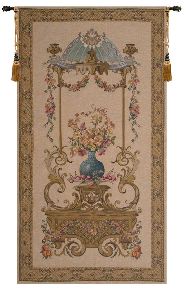 Floral Vase in a Gazebo European Tapestry