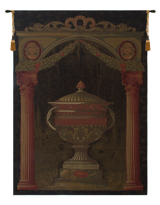 Olde World Filigree Urn Black Belgian Tapestry