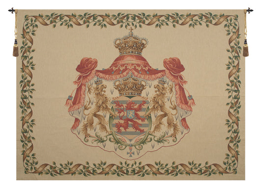 Lion Crest Beige Large European Tapestry