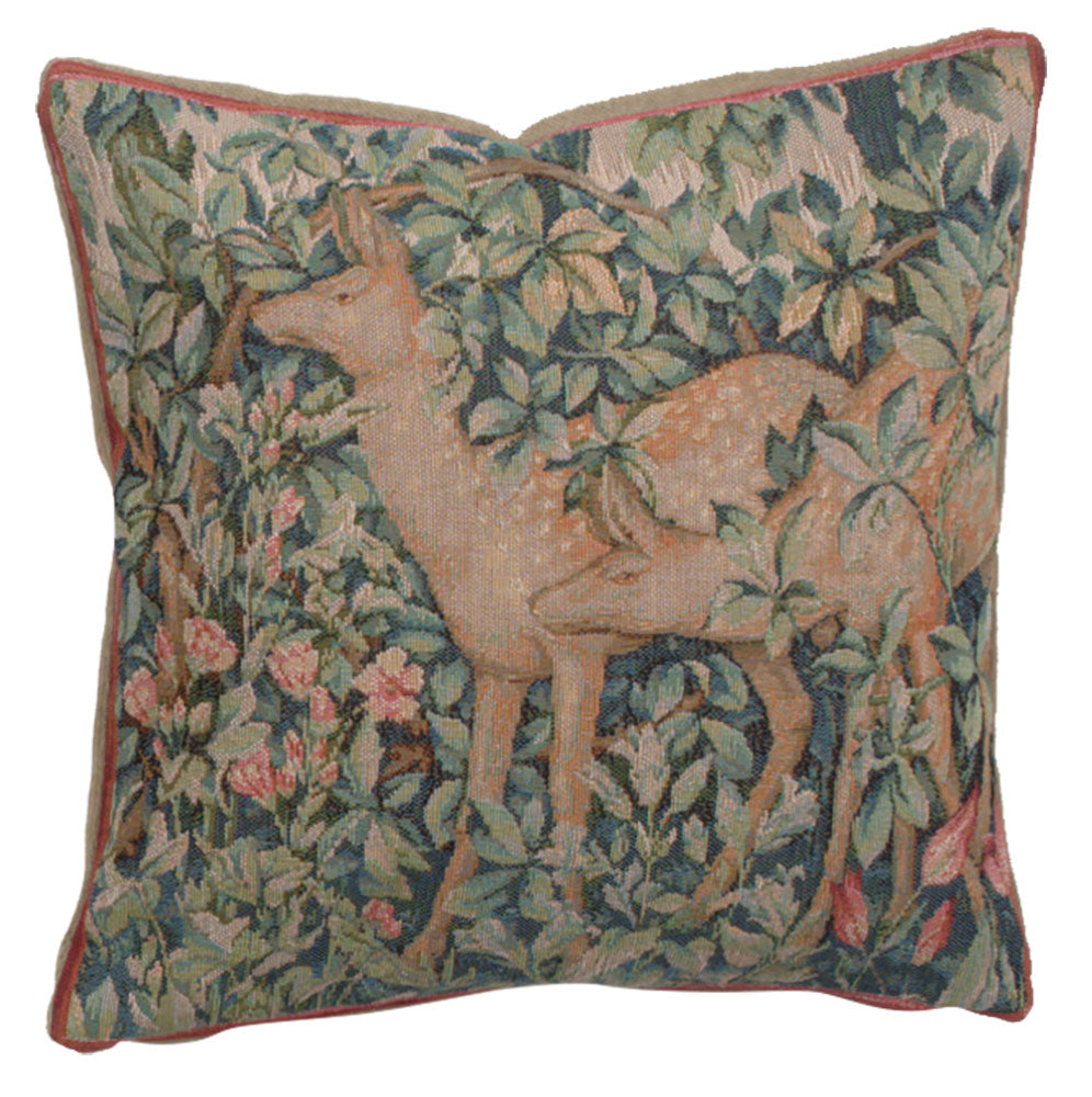 Two Does In A Forest Small French Cushion Cover
