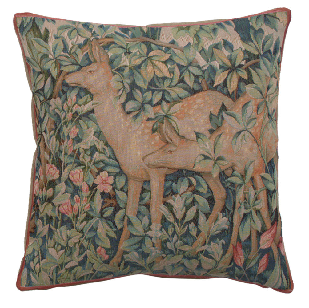 Two Does In A Forest Large French Cushion Cover