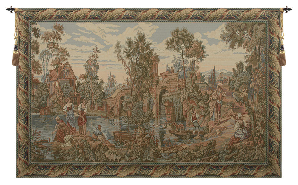 Washing by the Lake Both Panels Tapestry Wall Hanging