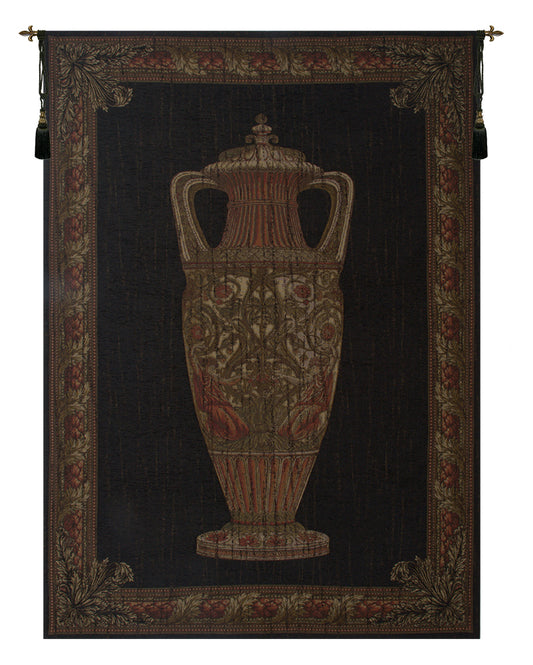 Amphora Chenille Black with Border Belgian Tapestry