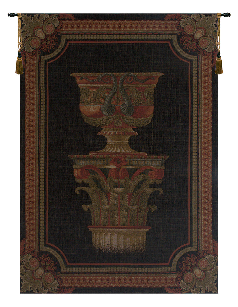 Urn on Pillar Black Small Belgian Tapestry