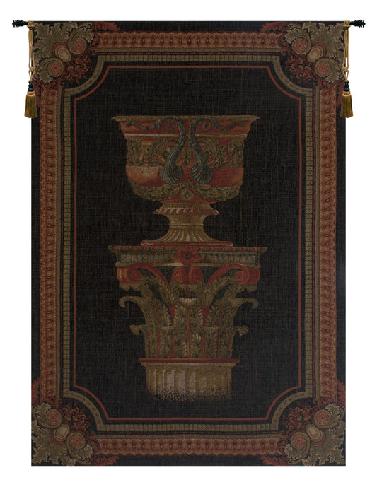 Urn on Pillar Black Small Belgian Tapestry