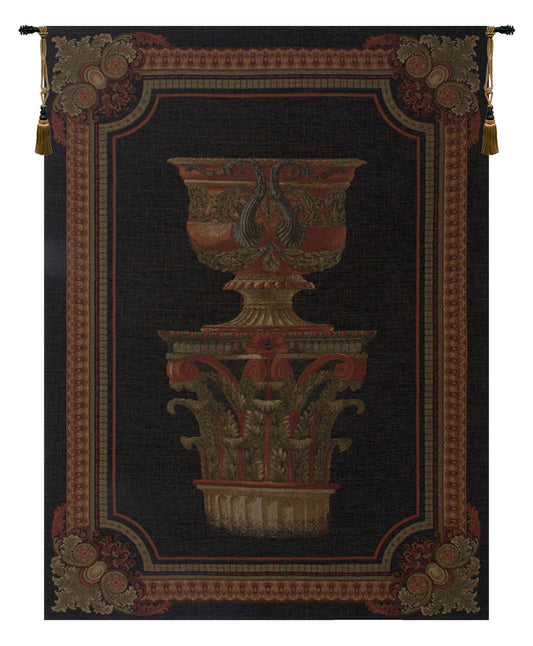 Urn on Pillar Black Large Belgian Tapestry