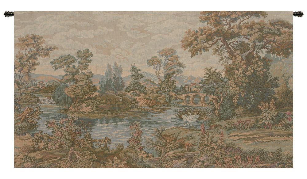 Swan in the Lake Small No Border Italian Wall Tapestry