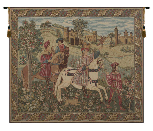 The Hunt in Red Tapestry Wall Hanging