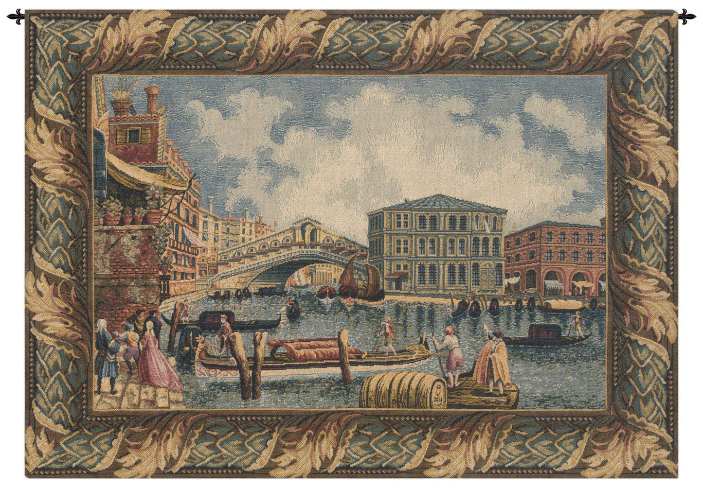 Ponte Di Rialto II With Border Italian Wall Tapestry