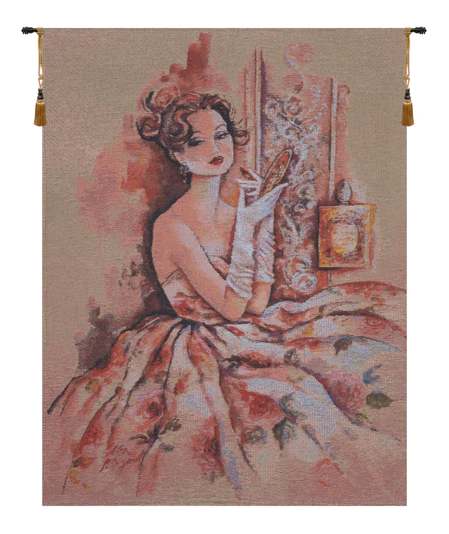 Lady In Rose Belgian Tapestry Wall Art