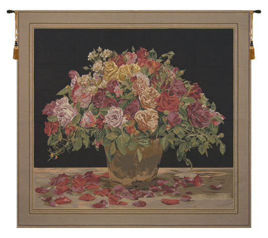 Spring Flowers Black European Tapestry