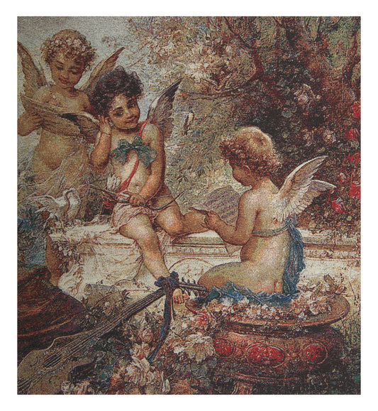 Cherubs In The Garden Stretched Wall Tapestry