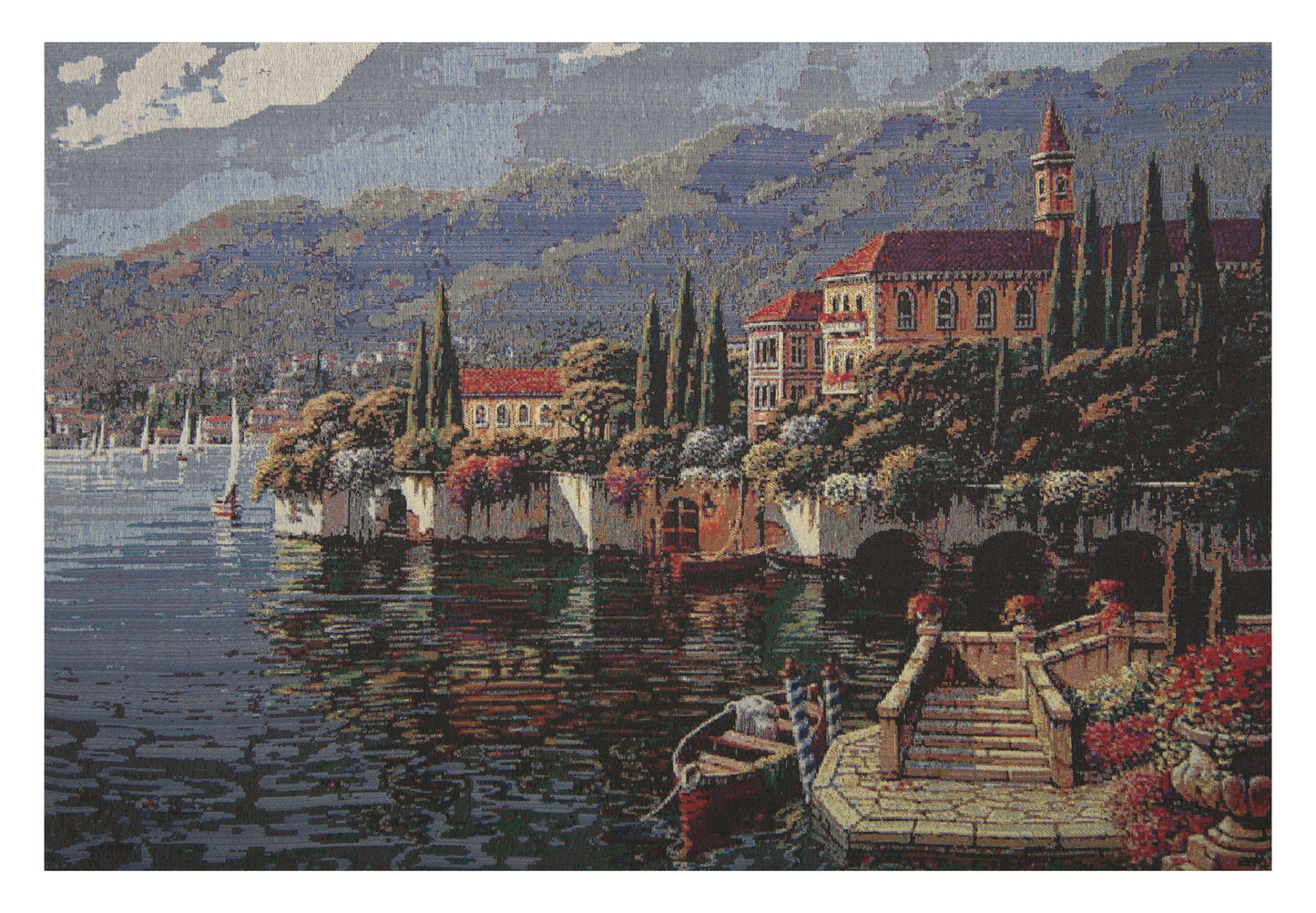 Shores of Lake Como Stretched Wall Tapestry