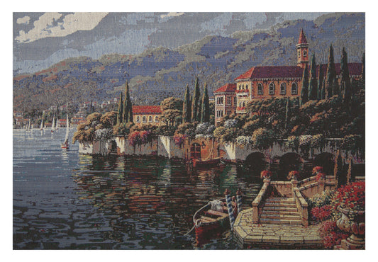 Shores of Lake Como Stretched Wall Tapestry