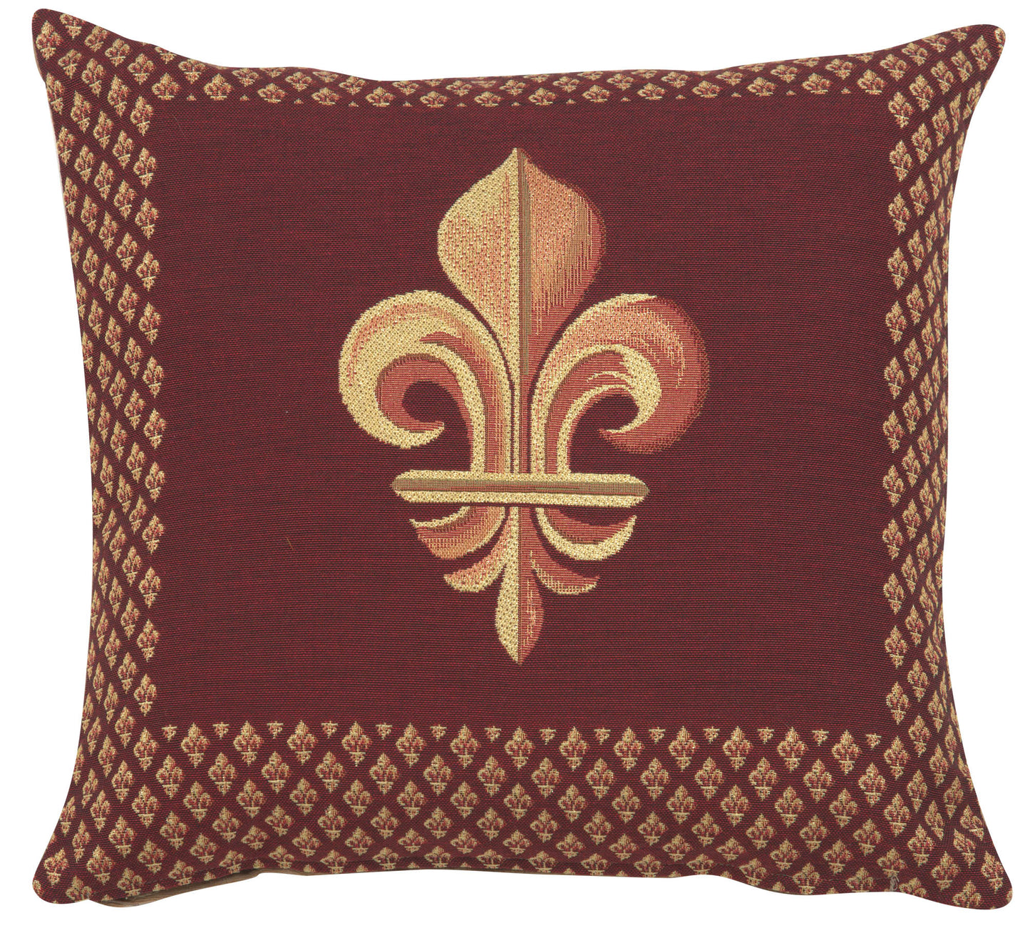 Framed Fleur de Lys Red French Cushion Cover