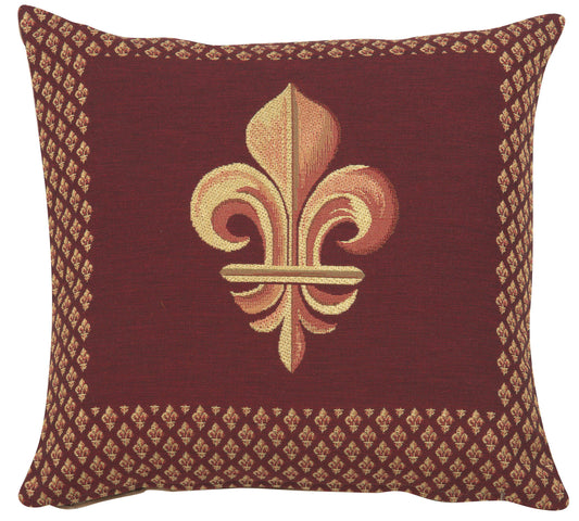 Framed Fleur de Lys Red French Cushion Cover