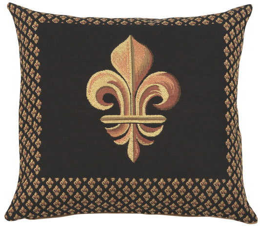 Framed Fleur de Lys Black French Cushion Cover