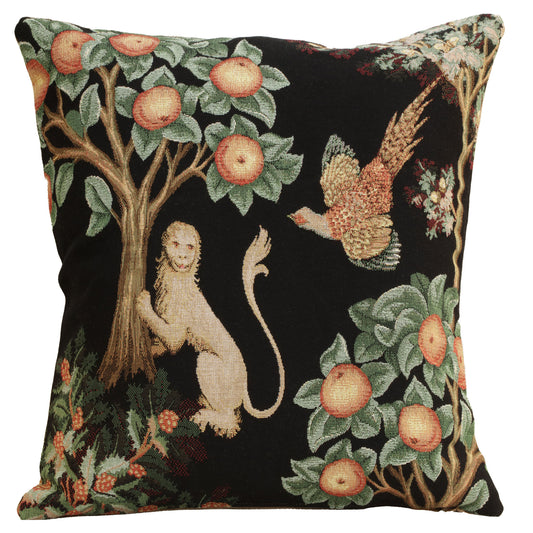 Lion and Pheasant Forest Black French Cushion Cover