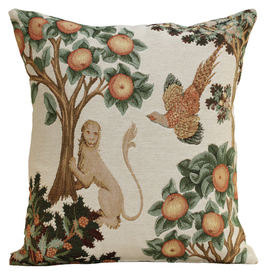 Lion and Pheasant Forest White French Cushion Cover