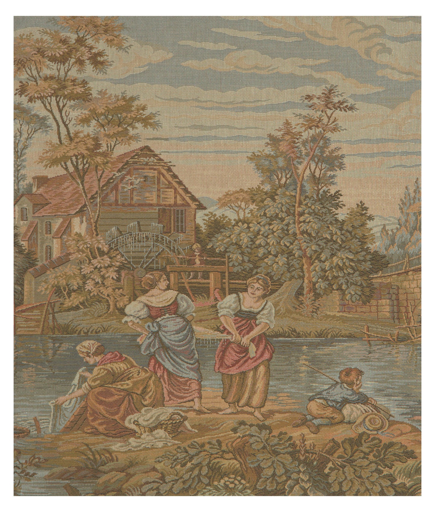 Washing by the Lake Small without Border Italian Wall Tapestry