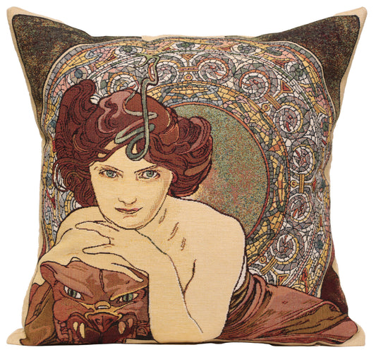 Mucha Emeraude I European Cushion Covers