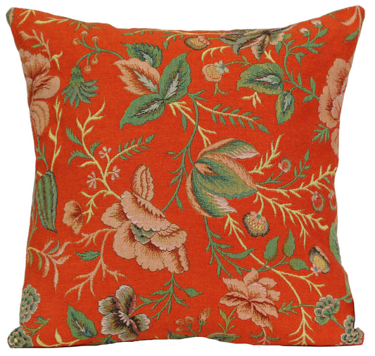 Peony Orange B French Cushion Cover