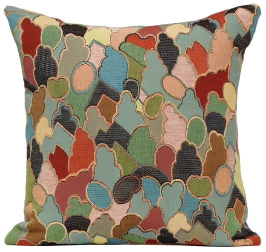 Mosaique Chinoise Footprint Blue French Cushion Cover