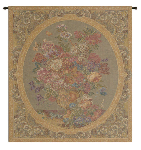 Floral Composition in Vase Cream Italian Wall Tapestry