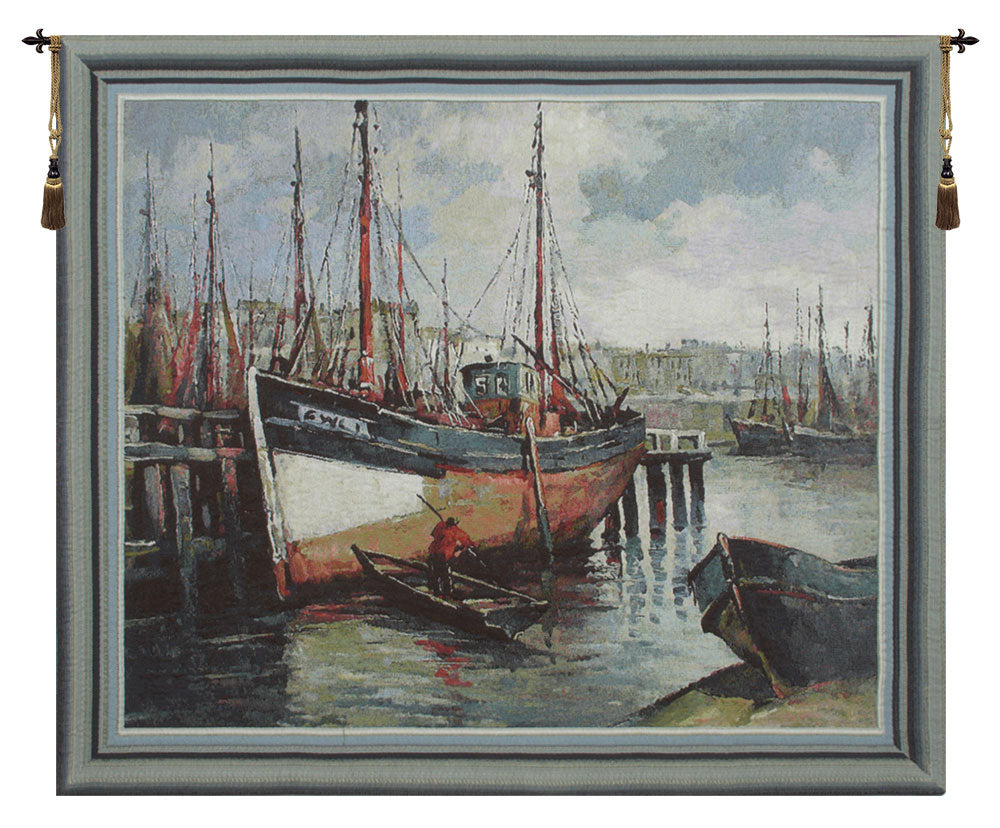 North Sea Harbour Belgian Tapestry Wall Art