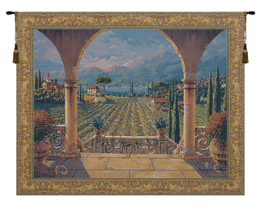 Lakeside Vineyard Belgian Tapestry Wall Art