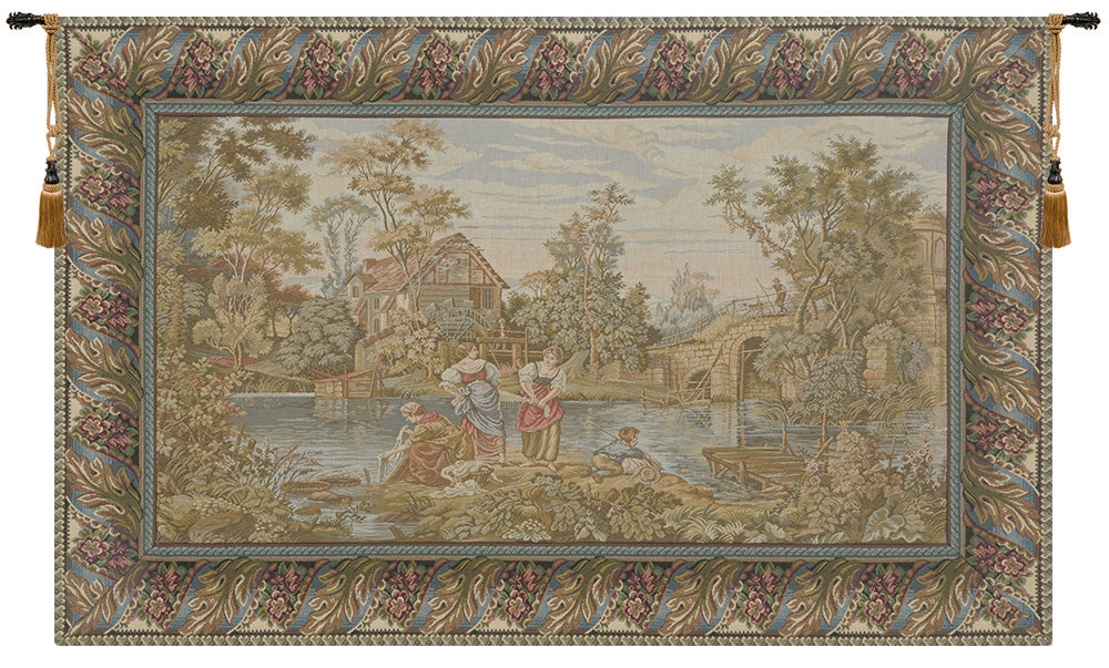 Washing Day at the Mill Horizontal  Italian Wall Tapestry