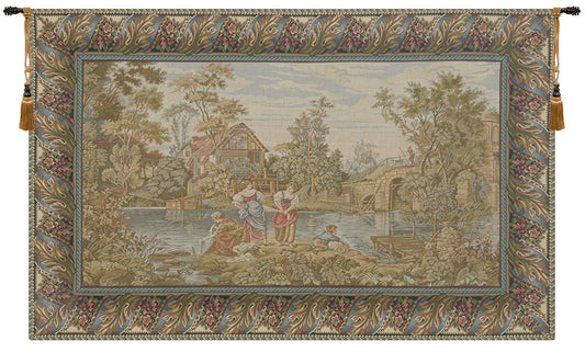Washing Day at the Mill Horizontal  Italian Wall Tapestry