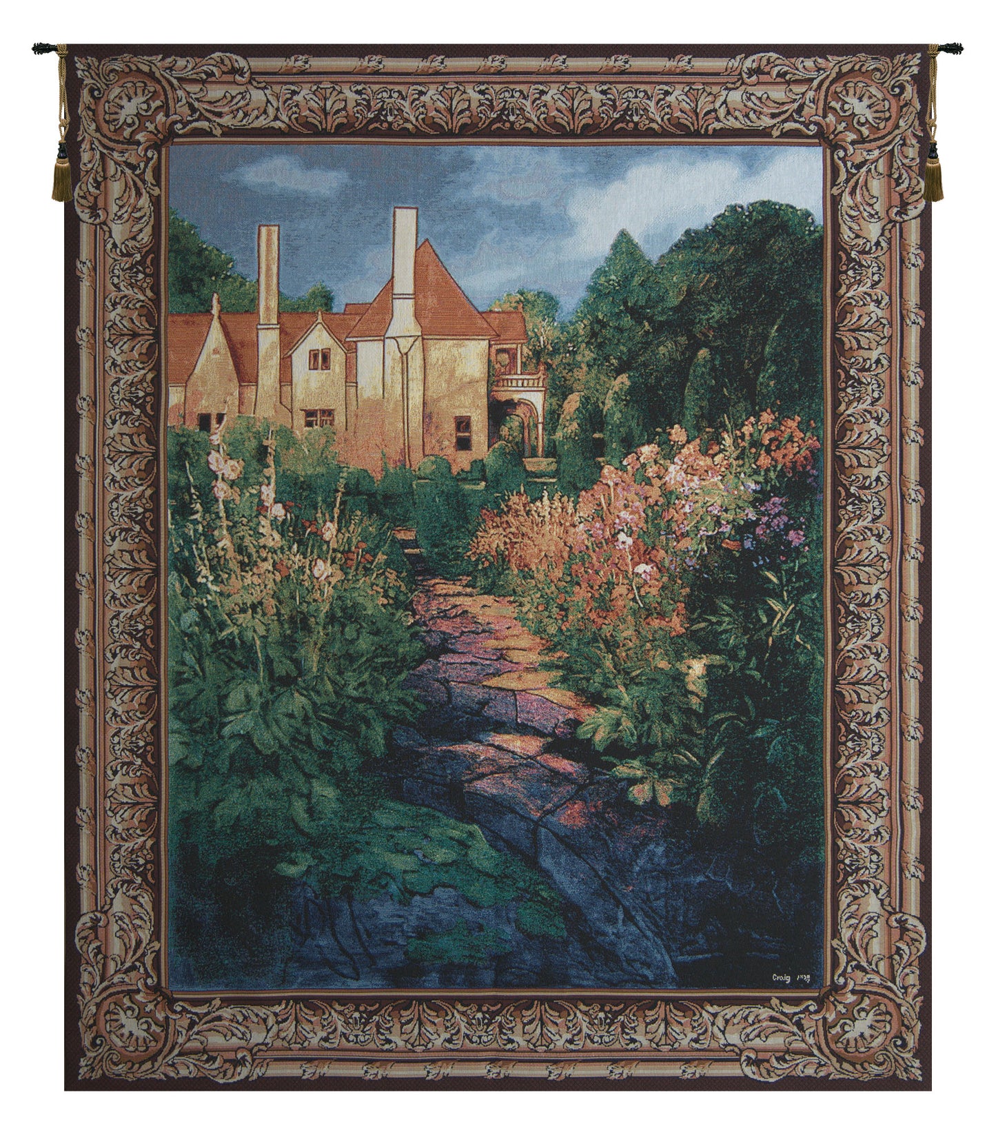 Garden Walk at Sunset Tapestry Wall Art