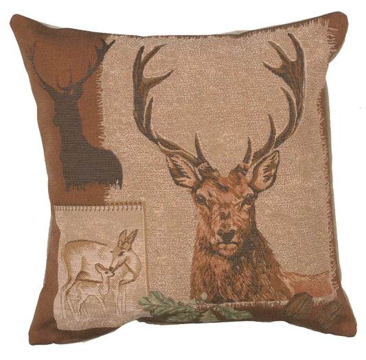 Deer Doe and Stag French Cushion Cover