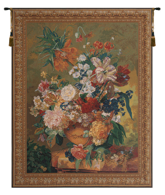 Terracotta Floral Bouquet Bright Belgian Tapestry Wall Art