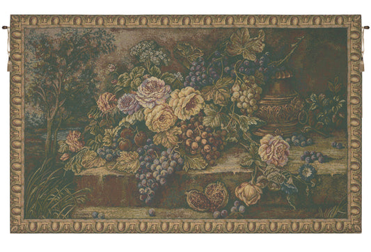 Bouquet with Grapes Green Italian Wall Tapestry