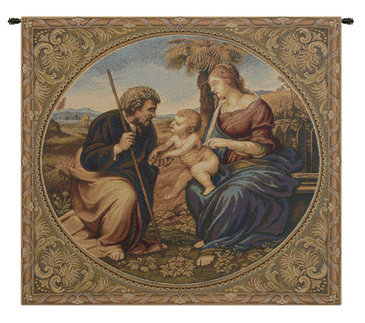 Sacred Family With Palm Italian Wall Tapestry