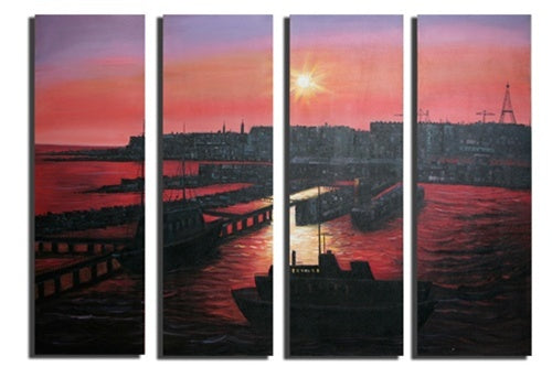 Sunset Seaport Canvas Wall Art
