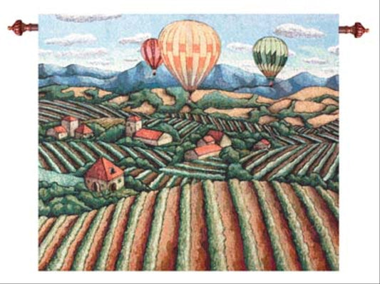 Vineyard View Morning Mist Fine Art Tapestry