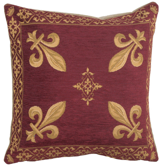 Fleur de Lys Red II European Cushion Covers