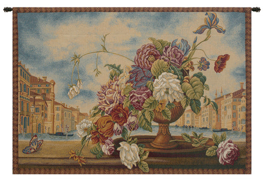 Venice Balcony with Flowers Italian Wall Tapestry