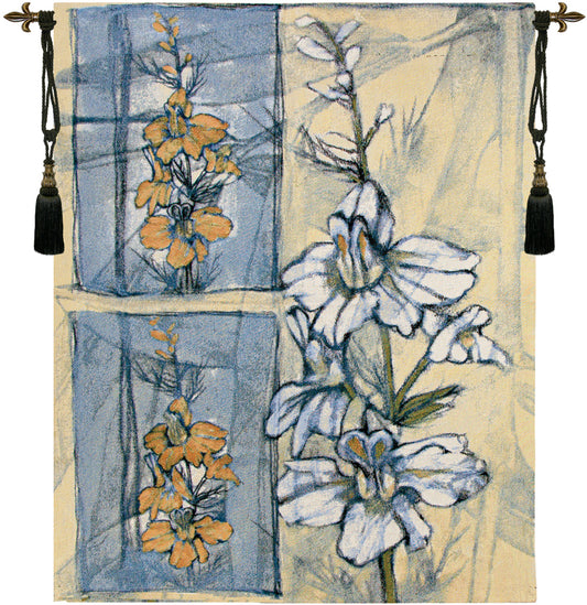 Embellished Wildflower Collage II Fine Art Tapestry