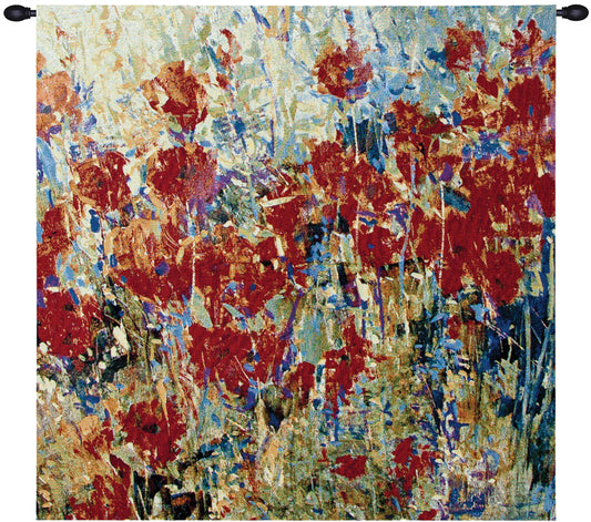 Red Poppy Field II Fine Art Tapestry